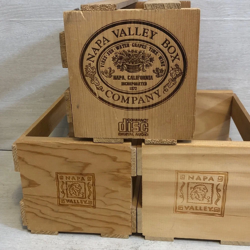Napa Valley Box Company Bundle Lot of 3 Wooden CD DVD Storage Crates Please Read